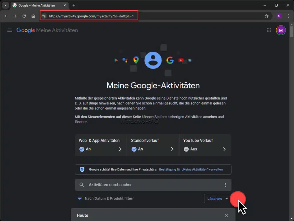 Suchanfragen löschen Google Aktivitäten Verlauf