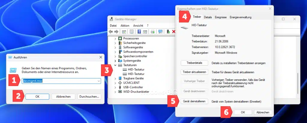 Tastatur verstellt - Tastatur Treiber deinstallieren