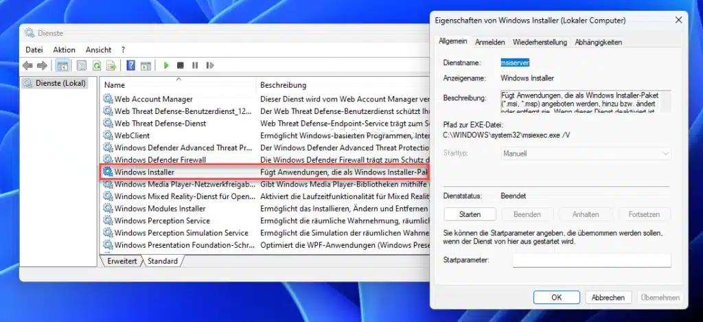 Windows Installer Dienst
