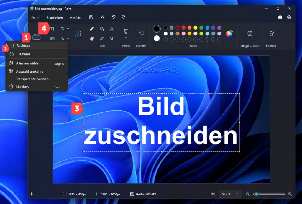 Bild zuschneiden Paint Ausschnitt