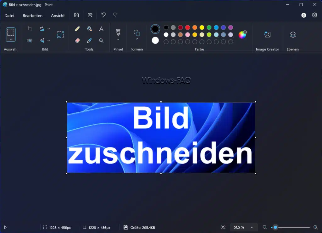 Bild zuschneiden Paint zugeschnitten