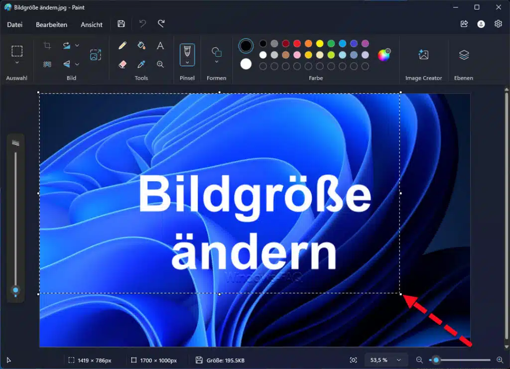 Bildgröße ändern Paint
