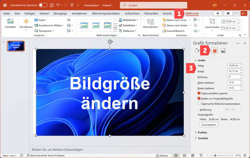 Bildgröße ändern PowerPoint