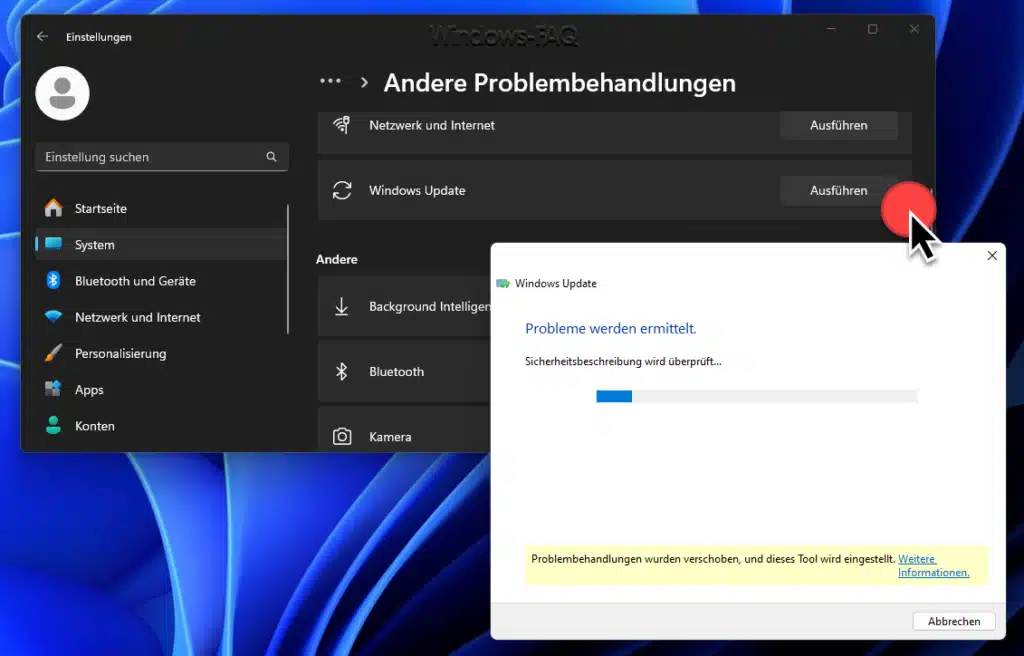 Windows Update hängt - Update Problembehandlung