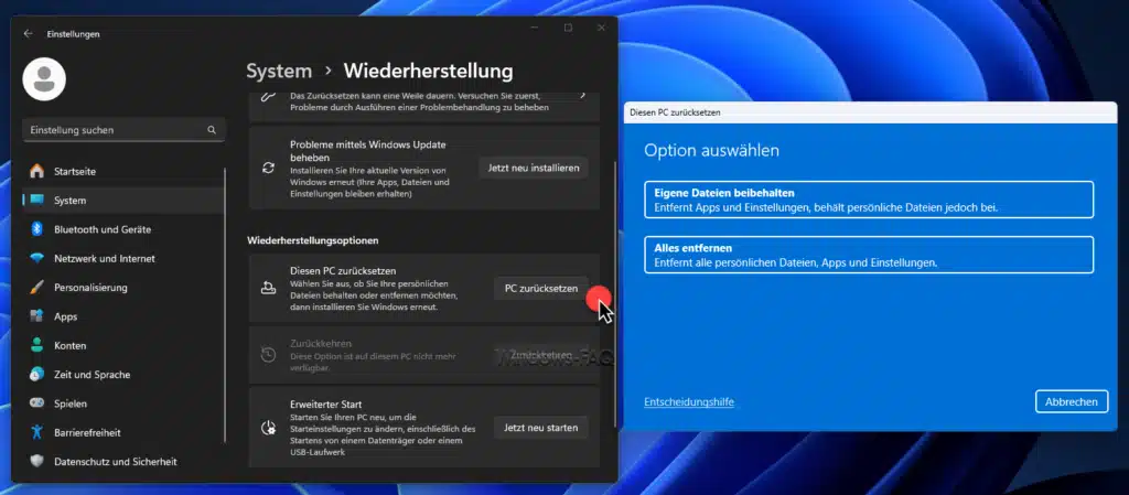 Windows reparieren System Wiederherstellung