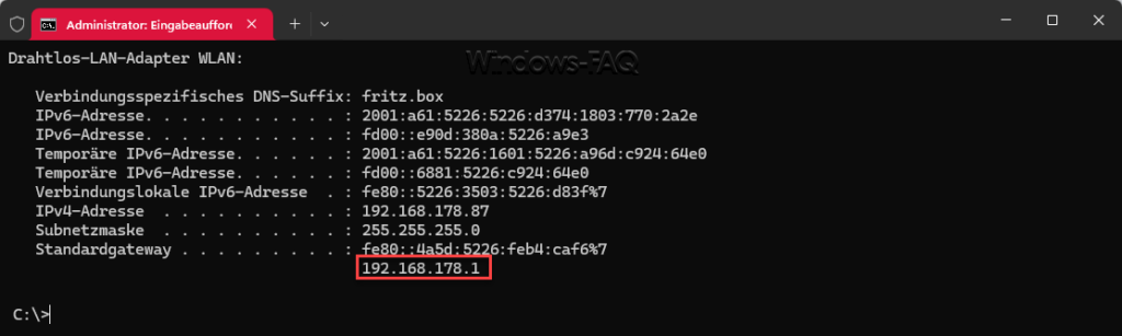 Fritz.Box nicht erreichbar IPCONFIG Standardgateway