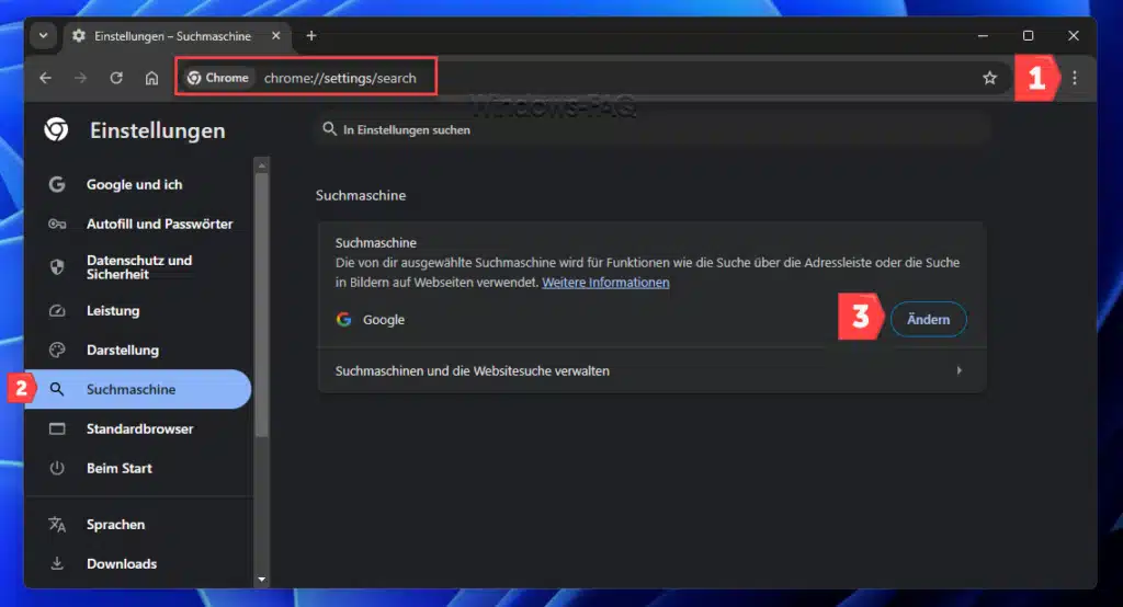 Google als Standardsuchmaschine festlegen Chrome