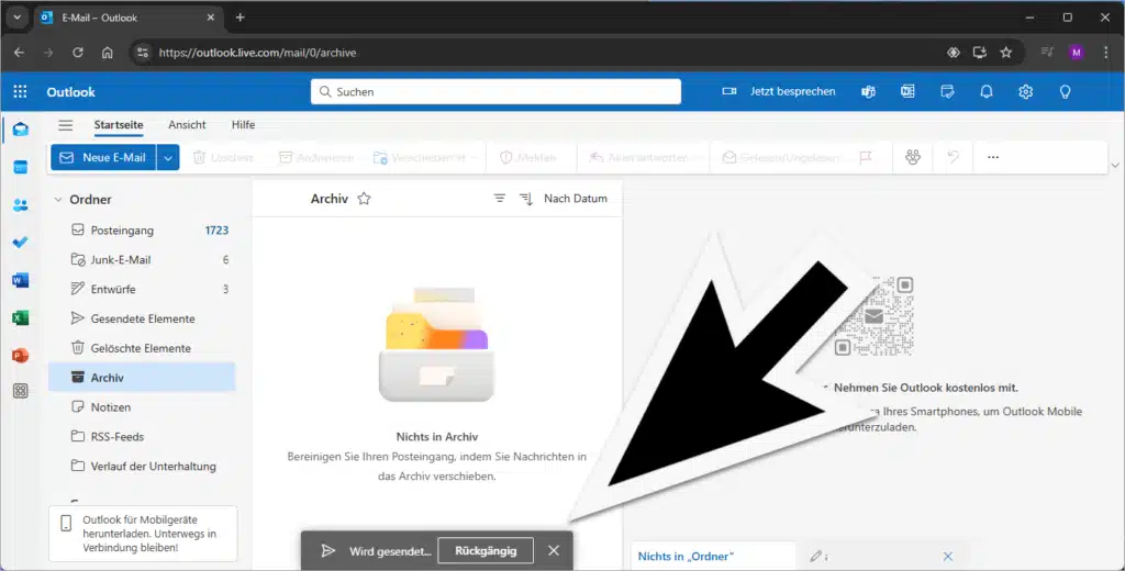 Outlook Mail zurückrufen - wird gesendet - Rückgängig