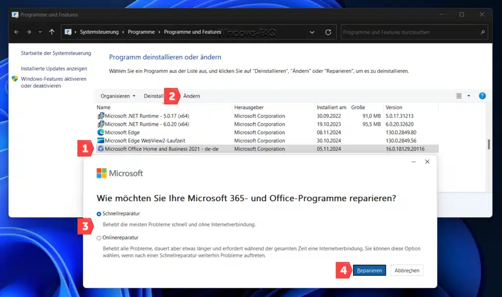 Outlook Suche funktioniert nicht Office reparieren