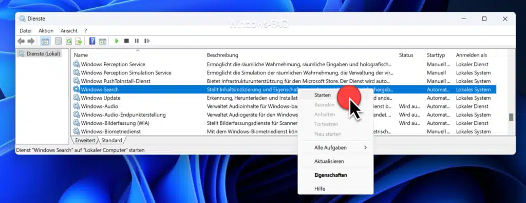 Outlook Suche funktioniert nicht Windows Search Dienst