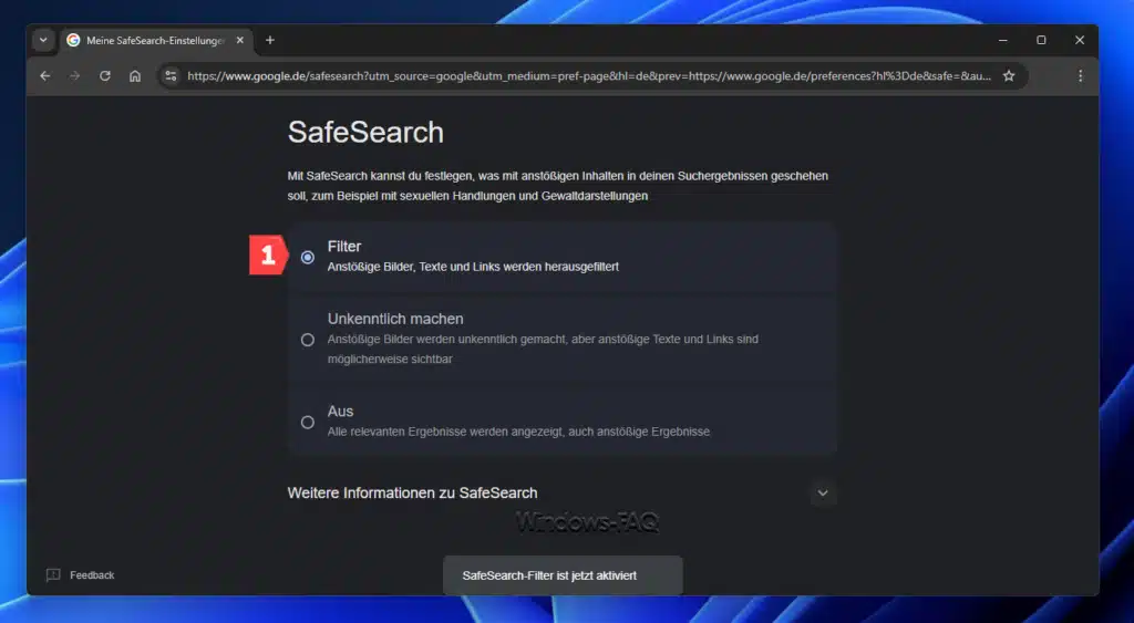 SafeSearch Filter und Bilder unkenntlich machen