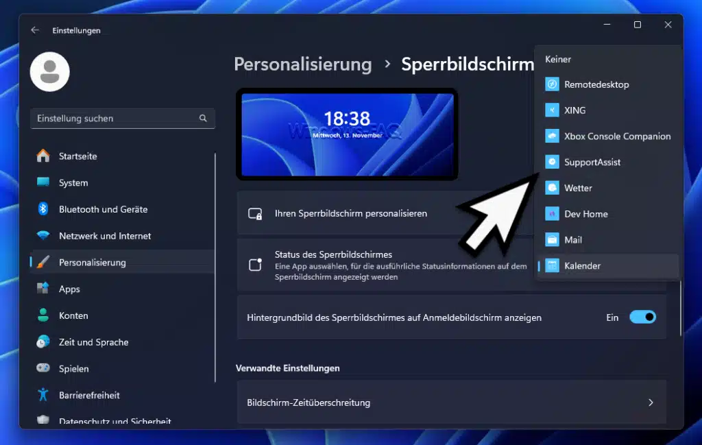 Sperrbildschirm ändern - App auf Sperrbildschirm