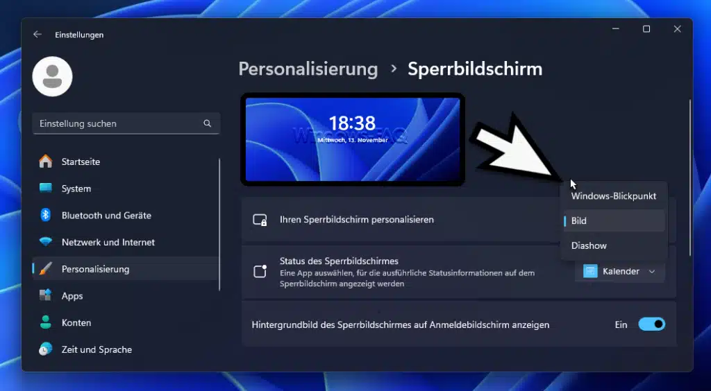 Sperrbildschirm ändern - Windows Personalisierung