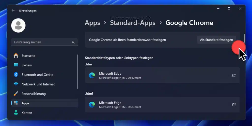 Standardbrowser festlegen - Als Standard festlegen