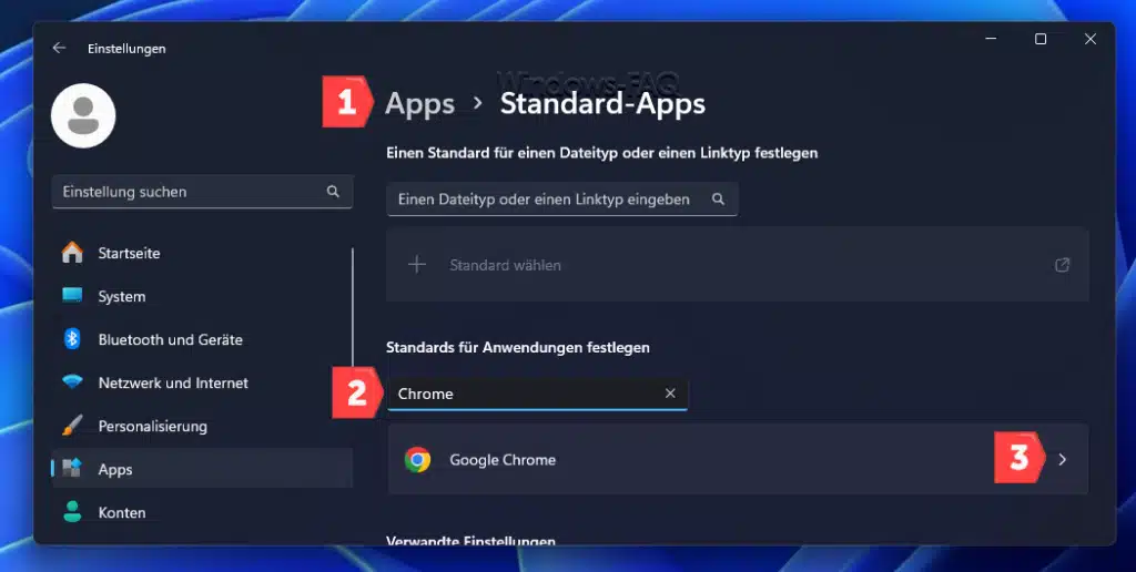 Standardbrowser festlegen Browserauswahl