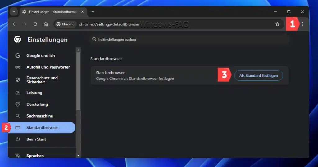 Standardbrowser festlegen Chrome