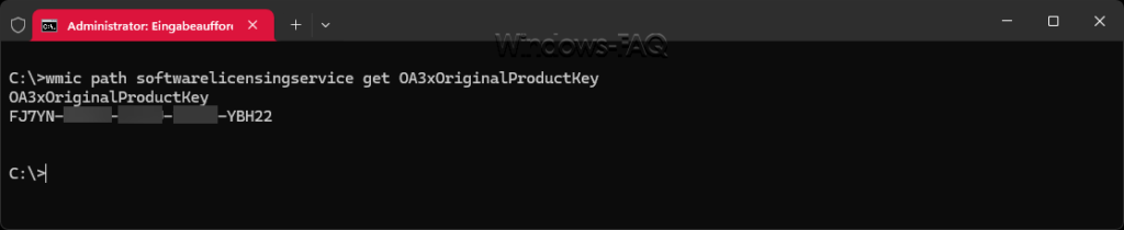 Windows Key auslesen CMD WMIC