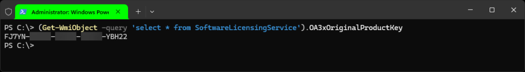 Windows Key auslesen PowerShell