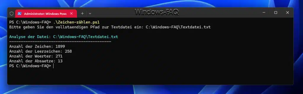 Zeichen zählen PowerShell