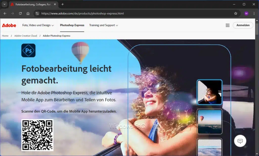 Bildbearbeitung kostenlos Photoshop Express