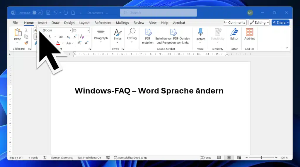 Word Sprache ändern Englisch
