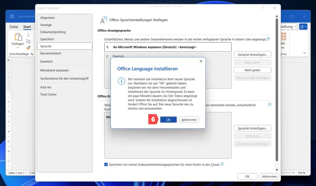 Word Sprache ändern Language