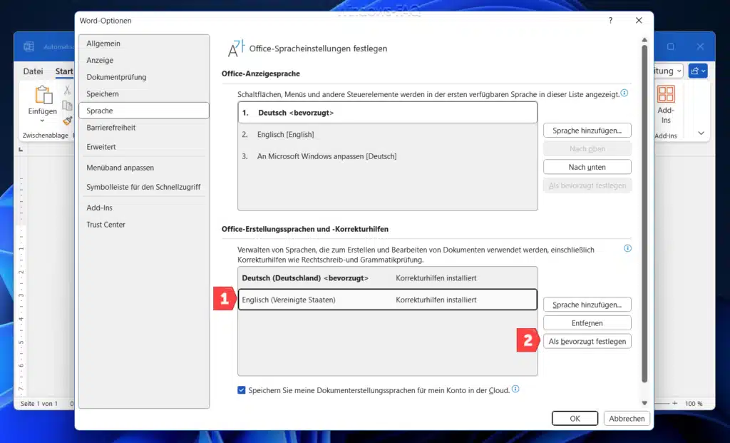 Word Sprache ändern Rechtschreibprüfung