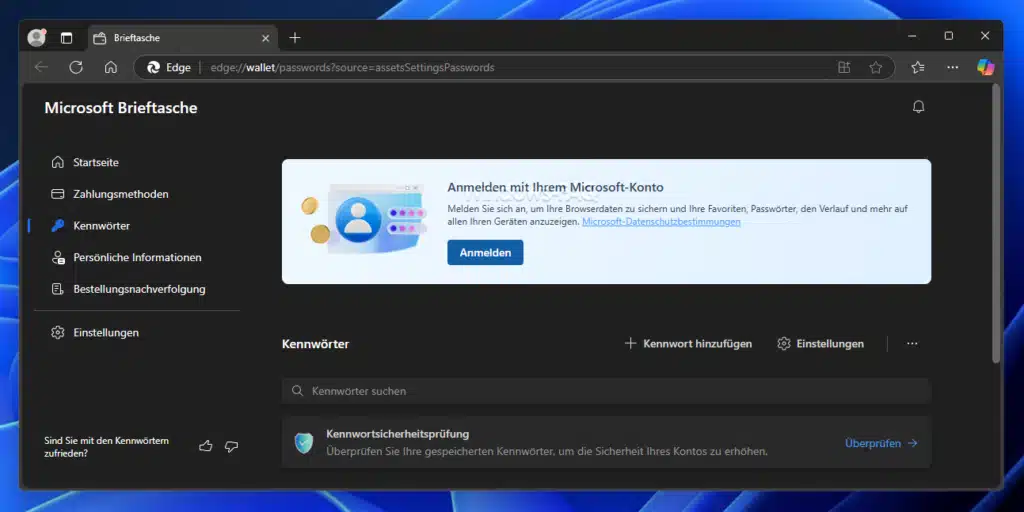 Edge Passwortmanager