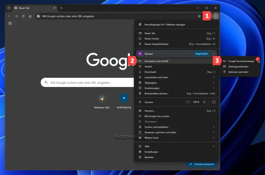 Google Passwörter anzeigen Chrome