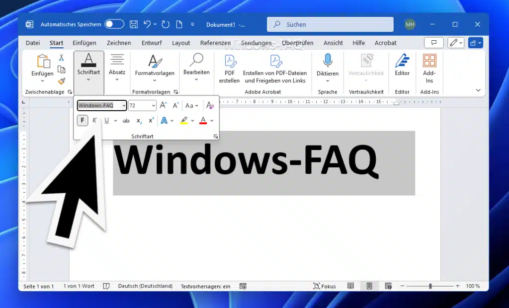 Word Schriftart installieren Schriftauswahl
